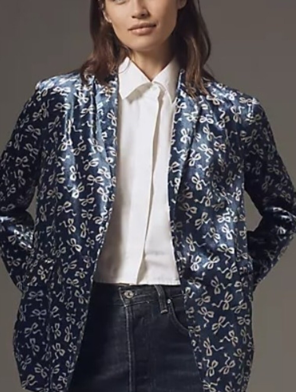 Anthropologie MAEVE, Velvet Blue Blazer Size XS Brand New